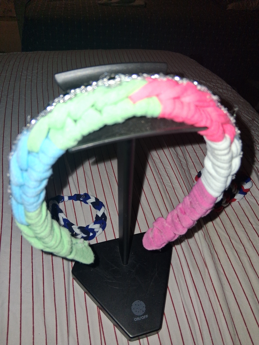 Colorblock Braided Fabric Headband - Pink, Green, Blue, White